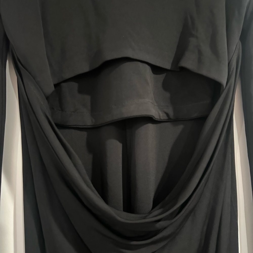 T by A l e x a n d e r Wang Matte Jersey Long Sleeve Back Cowl Mini Dress - Picture 7 of 10
